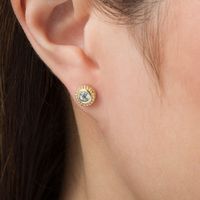 4.0mm Aquamarine Bead Frame Stud Earrings in 10K Gold|Peoples Jewellers