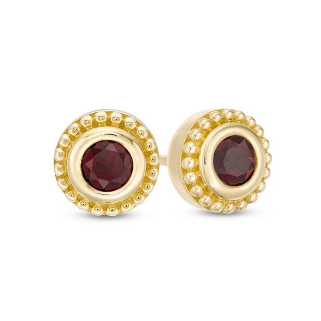 4.0mm Garnet Bead Frame Stud Earrings in 10K Gold|Peoples Jewellers