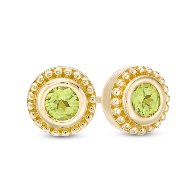 4.0mm Peridot Bead Frame Stud Earrings in 10K Gold|Peoples Jewellers