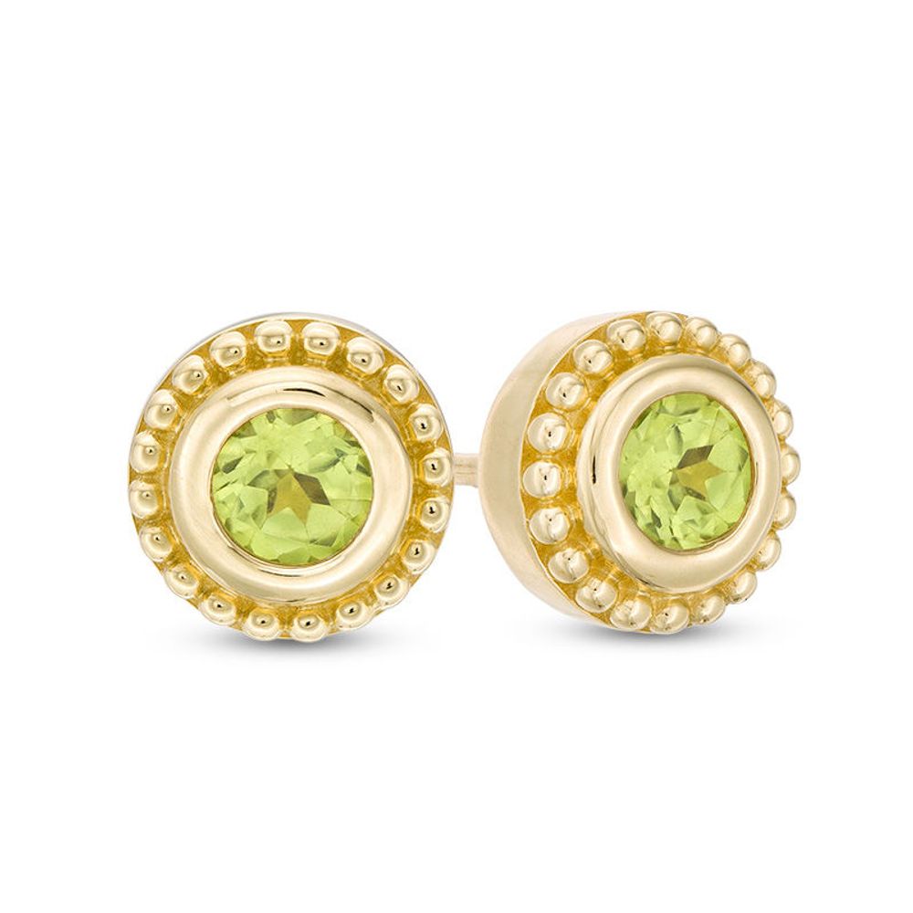 4.0mm Peridot Bead Frame Stud Earrings in 10K Gold|Peoples Jewellers