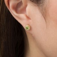 4.0mm Peridot Bead Frame Stud Earrings in 10K Gold|Peoples Jewellers