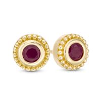 4.0mm Ruby Bead Frame Stud Earrings in 10K Gold|Peoples Jewellers