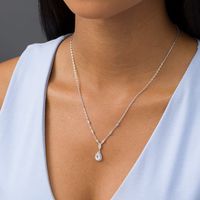Pear-Shaped Lab-Created White Sapphire Vintage-Style Necklace and Drop Earrings Set in Sterling Silver|Peoples Jewellers