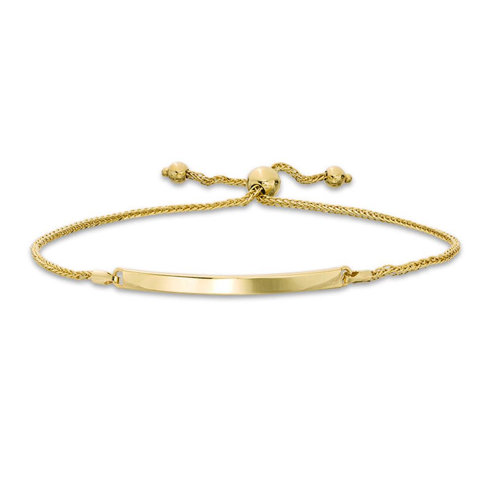 Italian Gold Curved Bar Bolo Bracelet in 14K Gold - 9.0"|Peoples Jewellers