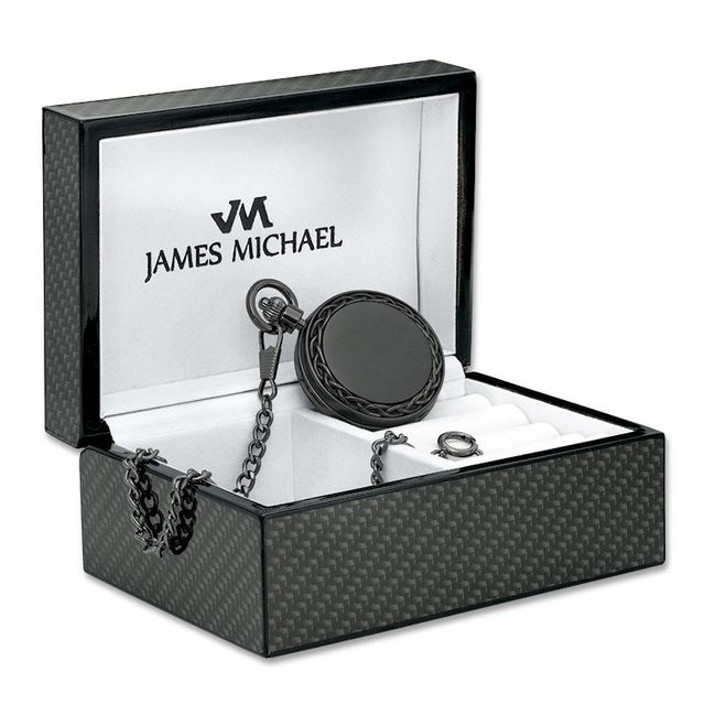 Men's James Michael Black Pocket Watch with Black Dial (Model: PQA181135C)|Peoples Jewellers