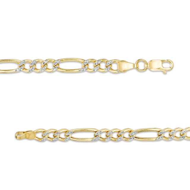 Italian Gold Men's 120 Gauge Diamond-Cut Figaro Chain Bracelet in 14K Two-Tone Gold - 8.0"|Peoples Jewellers