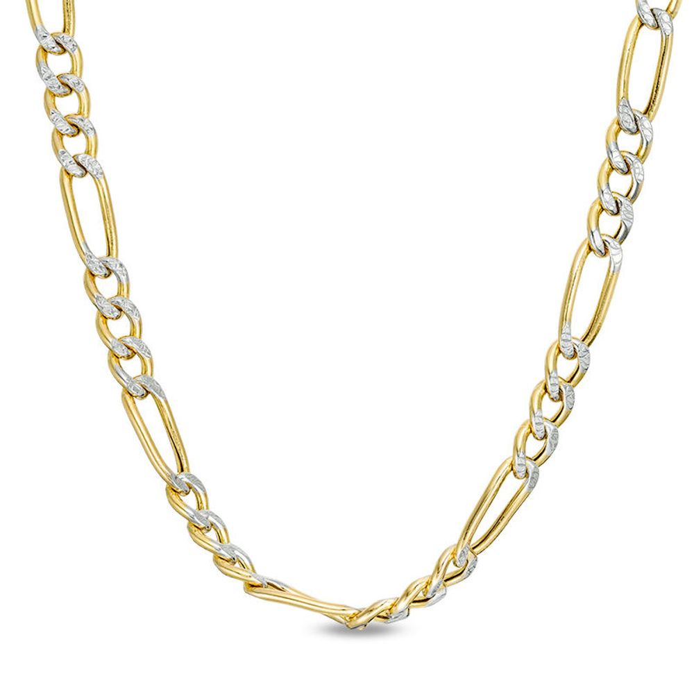 Italian Gold Men's 120 Gauge Diamond-Cut Figaro Chain Necklace in 14K Two-Tone Gold - 22"|Peoples Jewellers