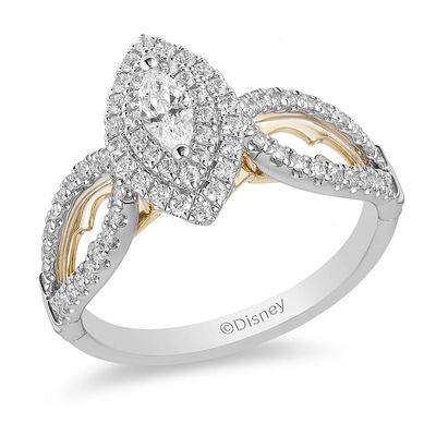 Enchanted Disney Jasmine 0.75 CT. T.W. Marquise Diamond Double Frame Engagement Ring in 14K Two-Tone Gold|Peoples Jewellers