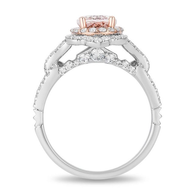 Enchanted Disney Aurora Oval Morganite and 0.69 CT. T.W. Diamond Scallop Frame Engagement Ring in 14K Two-Tone Gold|Peoples Jewellers