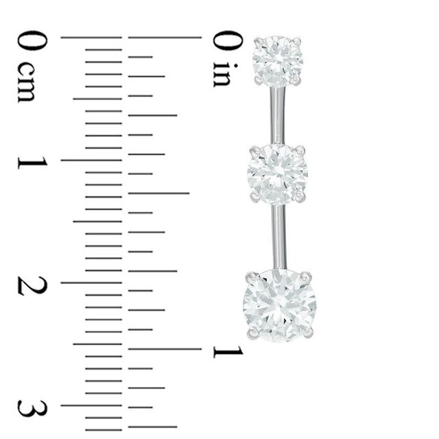 Lab-Created White Sapphire Three Stone Drop Earrings in Sterling Silver|Peoples Jewellers