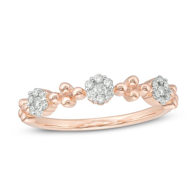 0.18 CT. T.W. Composite Diamond and Bead Flower Ring in 10K Rose Gold|Peoples Jewellers