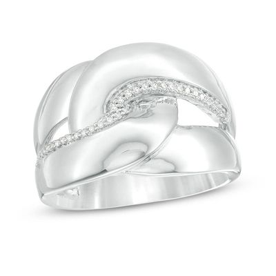 0.10 CT. T.W. Diamond Link Ring in Sterling Silver|Peoples Jewellers