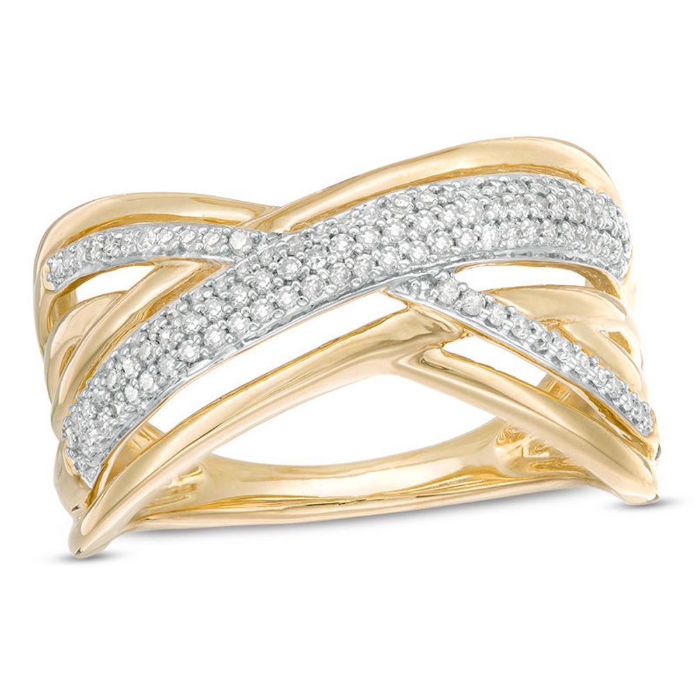0.25 CT. T.W. Diamond Crossover Ring in 10K Gold|Peoples Jewellers