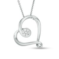 0.10 CT. T.W. Composite Diamond Tilted Heart Pendant in Sterling Silver|Peoples Jewellers