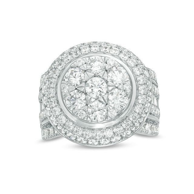 5.00 CT. T.W. Composite Diamond Multi-Row Dome Engagement Ring in 14K White Gold