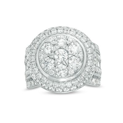 5.00 CT. T.W. Composite Diamond Multi-Row Dome Engagement Ring in 14K White Gold|Peoples Jewellers