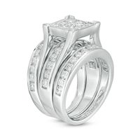 3.50 CT. T.W. Princess-Cut Composite Diamond Three Piece Bridal Set in 14K White Gold|Peoples Jewellers