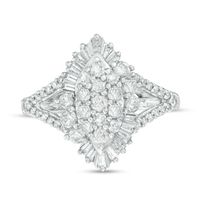 1.00 CT. T.W. Composite Diamond Marquise Sunburst Frame Ring in 10K White Gold|Peoples Jewellers