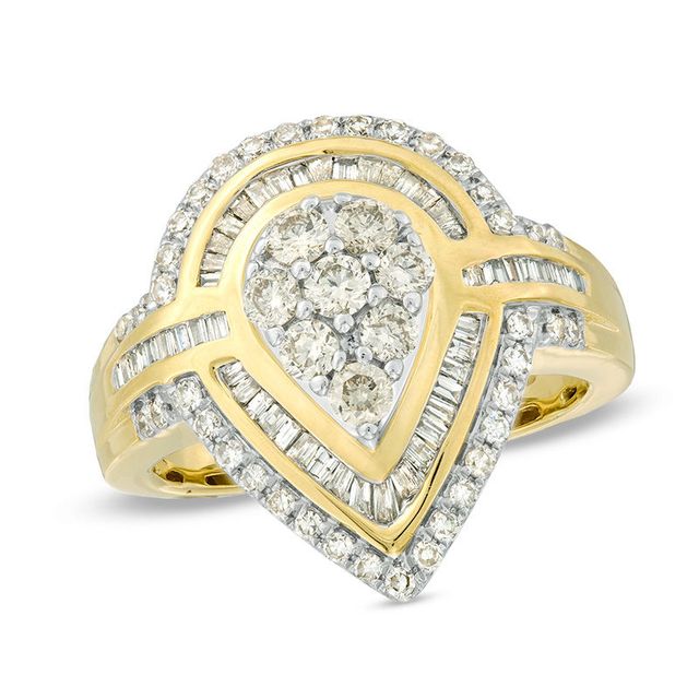 1.00 CT. T.W. Composite Diamond Teardrop Frame Ring in 10K Gold|Peoples Jewellers