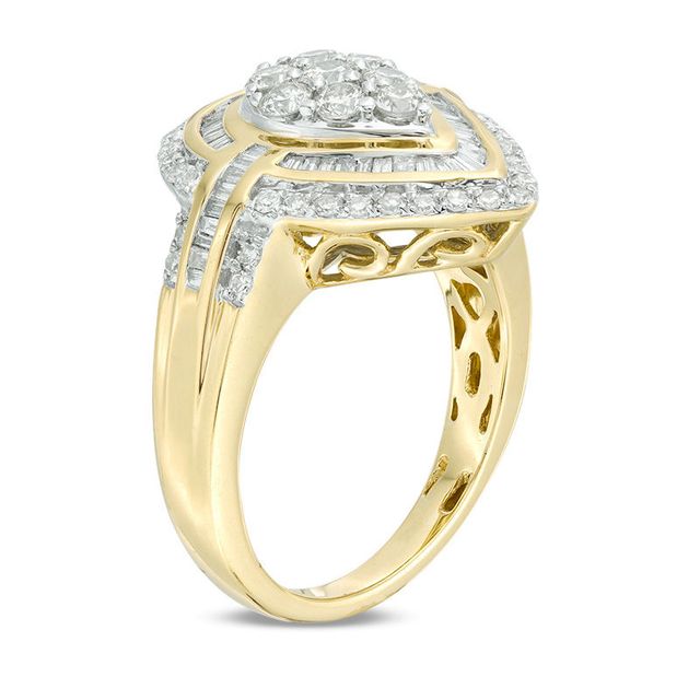 1.00 CT. T.W. Composite Diamond Teardrop Frame Ring in 10K Gold|Peoples Jewellers