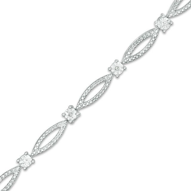 Diamond Accent Marquise Link Bracelet in Sterling Silver - 7.25"|Peoples Jewellers
