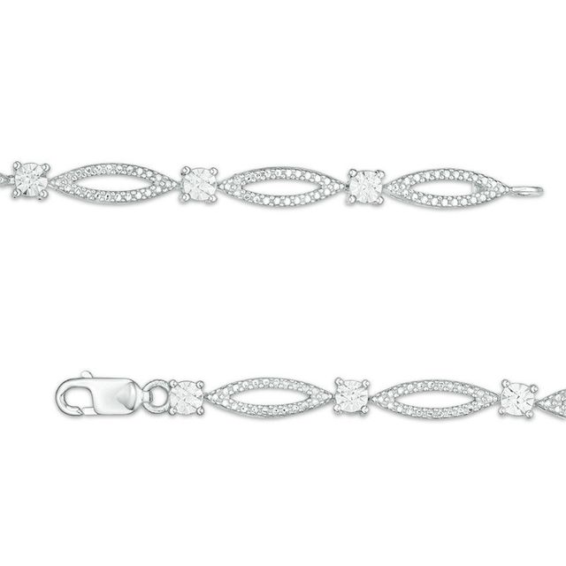 Diamond Accent Marquise Link Bracelet in Sterling Silver - 7.25"|Peoples Jewellers