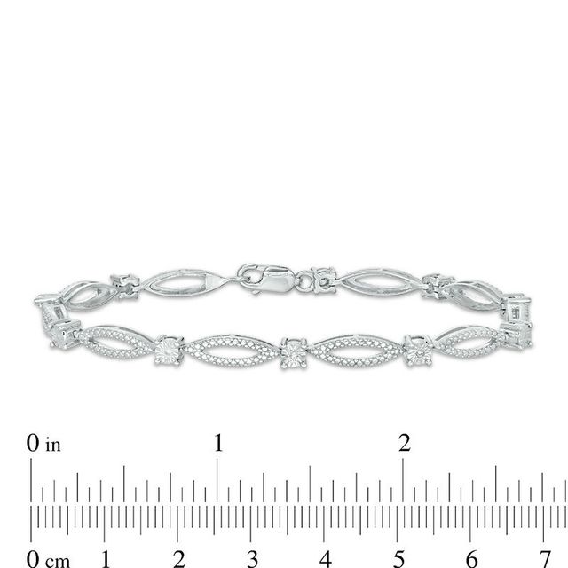 Diamond Accent Marquise Link Bracelet in Sterling Silver - 7.25"|Peoples Jewellers