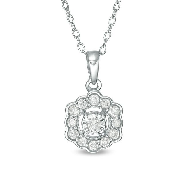 0.16 CT. T.W. Diamond Scallop Frame Pendant in Sterling Silver|Peoples Jewellers