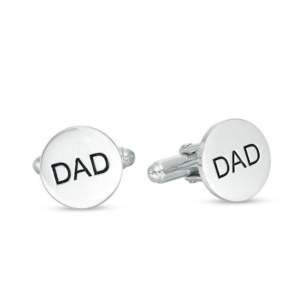 Men's Round Engravable Cuff Links in Sterling Silver (1 Line)|Peoples Jewellers