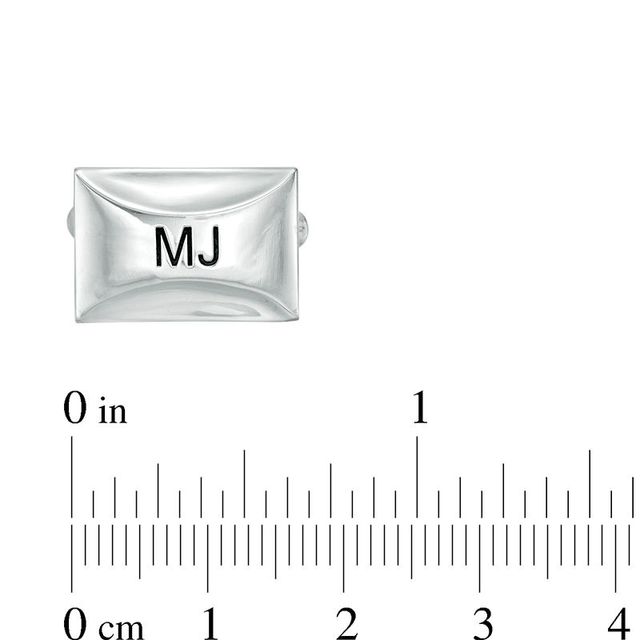 Men's Curved Facet Engravable Rectangle Cuff Links in Sterling Silver (1 Line)