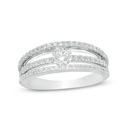 0.75 CT. T.W. Certified Canadian Diamond Orbit Engagement Ring in 14K White Gold (I/I2)|Peoples Jewellers