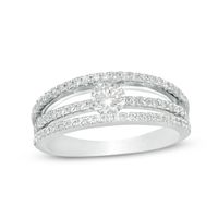 0.75 CT. T.W. Certified Canadian Diamond Orbit Engagement Ring in 14K White Gold (I/I2)|Peoples Jewellers