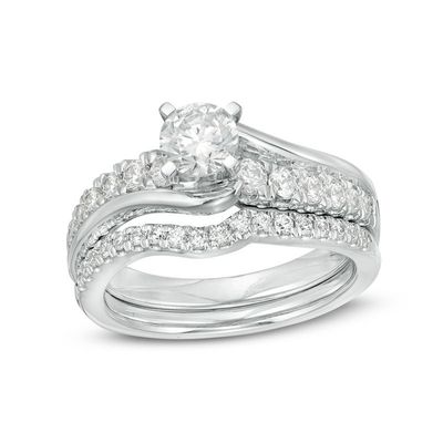 1.20 CT. T.W. Canadian Certified Diamond Bypass Bridal Set in 14K White Gold (I/I2)|Peoples Jewellers