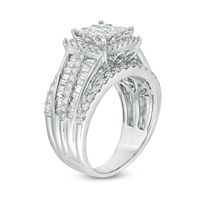 2.00 CT. T.W. Princess-Cut Composite Diamond Frame Multi-Row Engagement Ring in 14K White Gold|Peoples Jewellers