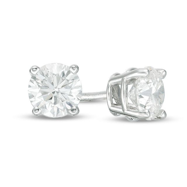 0.90 CT. T.W. Certified Canadian Diamond Solitaire Stud Earrings in 10K White Gold (J/I2)|Peoples Jewellers