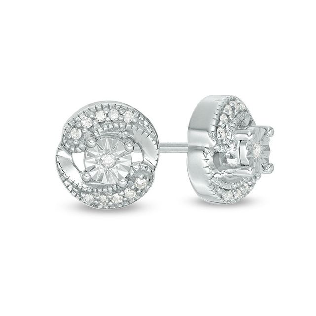 0.10 CT. T.W. Diamond Swirl Stud Earrings in Sterling Silver|Peoples Jewellers