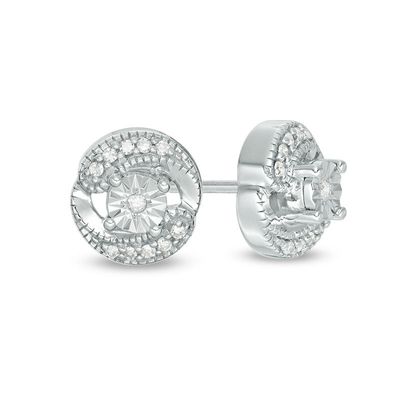 0.10 CT. T.W. Diamond Swirl Stud Earrings in Sterling Silver|Peoples Jewellers