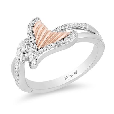 Enchanted Disney Ariel 0.147 CT. T.W. Diamond Tail Fin Bypass Ring in Sterling Silver and 10K Rose Gold|Peoples Jewellers