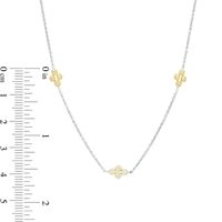 0.115 CT. T.W. Diamond Clover Station Necklace in 10K Two-Tone Gold|Peoples Jewellers