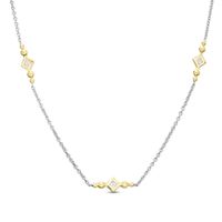 0.23 CT. T.W. Princess-Cut Diamond and Bead Station Necklace in 10K Two-Tone Gold|Peoples Jewellers