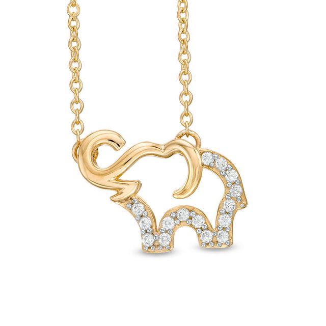 0.10 CT. T.W. Diamond Elephant Necklace in 10K Gold - 17"|Peoples Jewellers