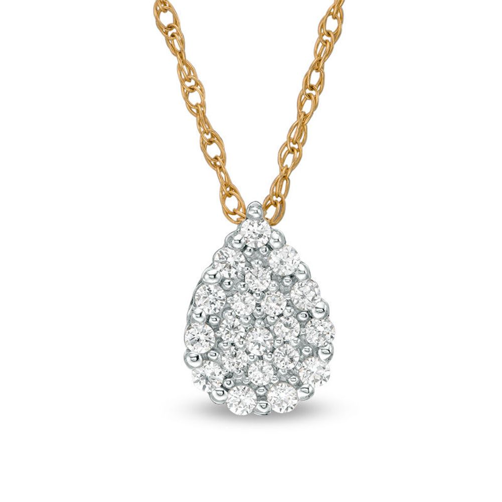 0.10 CT. T.W. Pear-Shaped Multi-Diamond Teardrop Pendant in 10K Gold|Peoples Jewellers