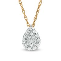 0.10 CT. T.W. Pear-Shaped Multi-Diamond Teardrop Pendant in 10K Gold|Peoples Jewellers