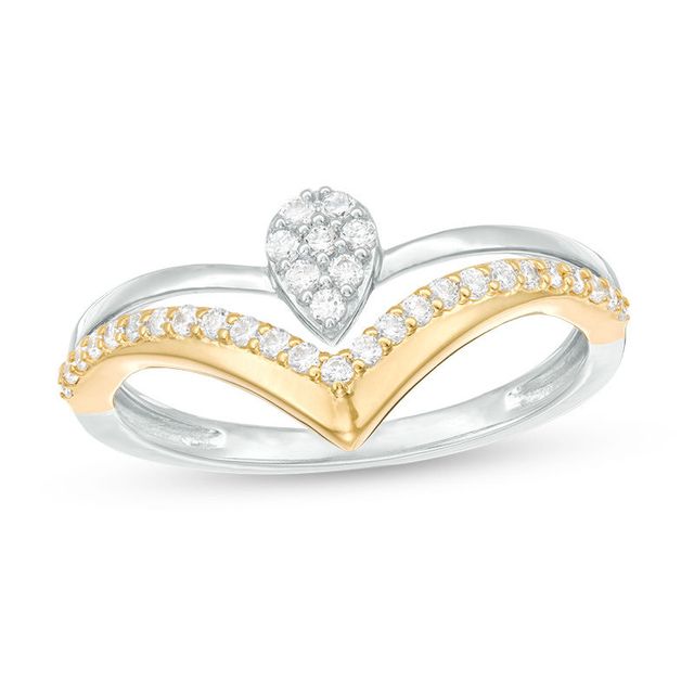 0.25 CT. T.W. Composite Diamond Pear-Shaped Chevron Ring in 10K Two-Tone Gold|Peoples Jewellers