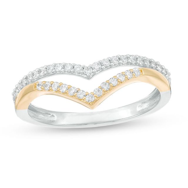 0.25 CT. T.W. Diamond Double Chevron Band in 10K Two-Tone Gold