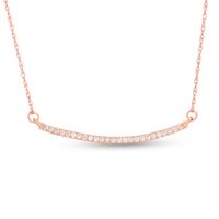 0.12 CT. T.W. Diamond Curved Bar Necklace in 10K Rose Gold|Peoples Jewellers