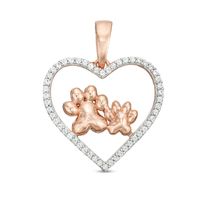 0.16 CT. T.W. Diamond Paw Prints in Heart Pendant in 10K Rose Gold|Peoples Jewellers