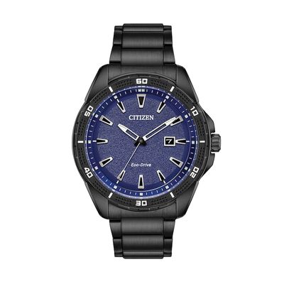 Men's Drive from Citizen Eco-Drive® AR Black IP Watch with Blue Dial (Model: AW1585-55L)|Peoples Jewellers