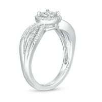 0.10 CT. T.W. Composite Diamond Frame Crossover Ring in Sterling Silver|Peoples Jewellers