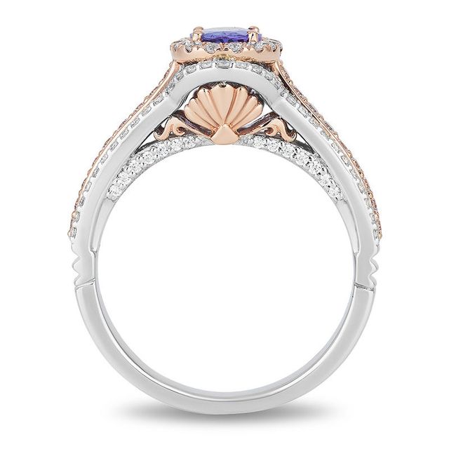 Enchanted Disney Ariel Oval Tanzanite and 0.69 CT. T.W. Diamond Double Frame Engagement Ring in 14K Two-Tone Gold|Peoples Jewellers